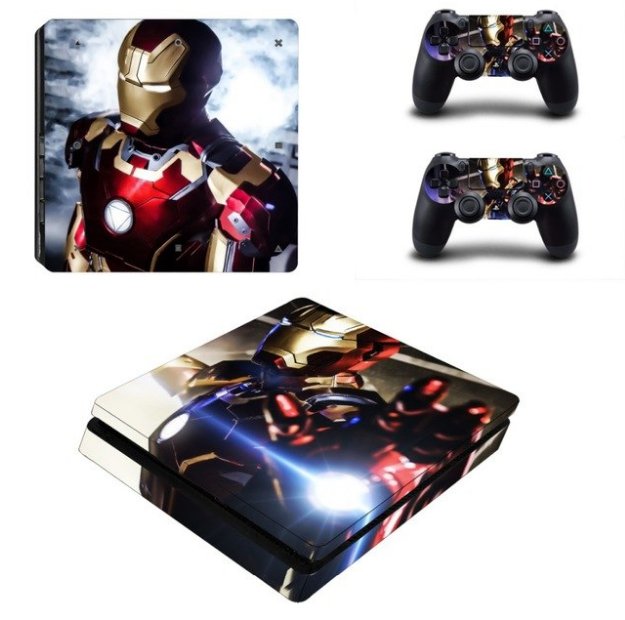 Iron Man PS4 Slim Sticker For Sony PS4 Slim Console+2 controller Skin Sticker For PS4 S Skin