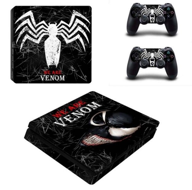 Venom Design PS4 Slim Sticker Vinyl Skins for Sony PS4 Slim Console+2 Wireless Controller
