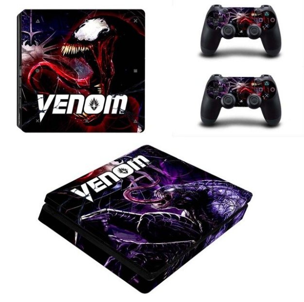 Venom Design PS4 Slim Sticker Vinyl Skins for Sony PS4 Slim Console+2 Wireless Controller