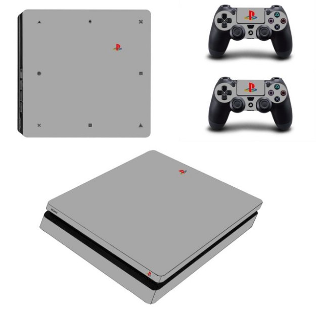 Gray Style Vinyl Cover Decal PS4 Slim Skin Sticker for Sony PS4 Console+2PCS Design Stickers
