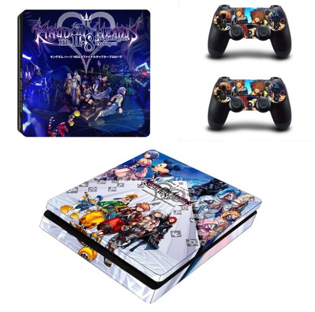 Kingdom Hearts PS4 Slim Console Skin PS4 Slim 2Controller Stickers for Sony PS4 Slim Protective