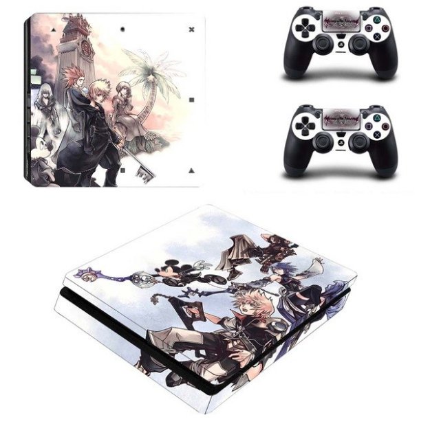 Kingdom Hearts PS4 Slim Console Skin PS4 Slim 2Controller Stickers for Sony PS4 Slim Protective