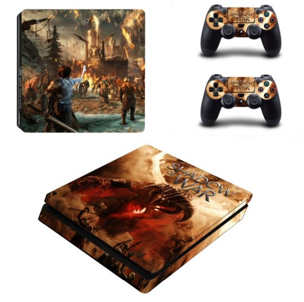 Middle Earth: Shadow of War PS4 Slim Skin Sticker Decal For Sony PS4 Slim Console+2 Controllers