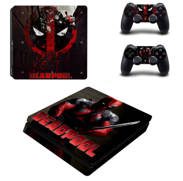 PS4 Slim Skin Sticker DeadPool Vinyl Decals Slim Console+Controller Stickers for PS4 Controllers