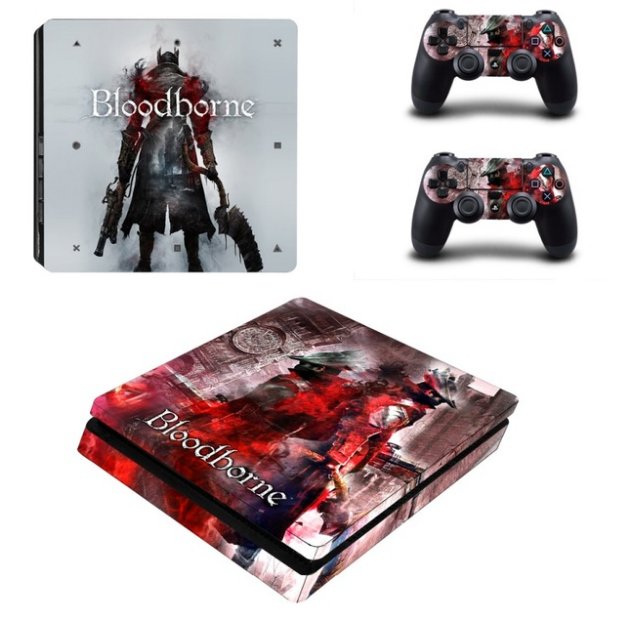 Bloodborne Design Vinyl PS4 Slim Sticker for Sony PS4 Slim Console+2pcs Skin Decal Controller