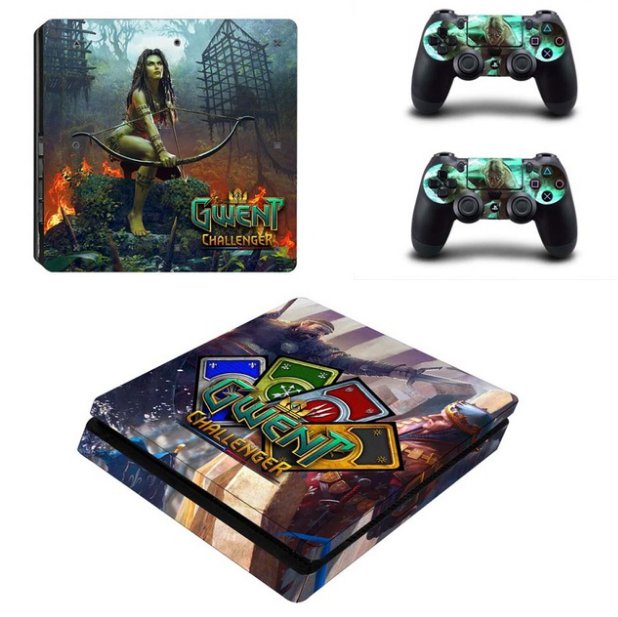 GWENT: The Witcher Card Game Vinyl Cover Skin PS4 Slim Skin Sticker for PS4 Console+2Controllers