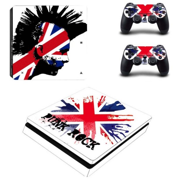 PS4 Slim Skin Sticker Kit for Playstation 4 S Console and Controller - Punk Rock Vinyl Decal