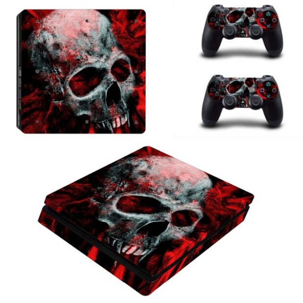 Skull PS4 Slim Sticker For Sony PS4 Slim Console+2 Controller Skin Sticker For PS4 S Skin