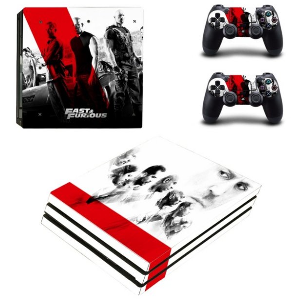 Fast & Furious PS4 Pro Skin Sticker Decal Stickers for Sony PS4 Pro Console+2 Controllers Full Cover