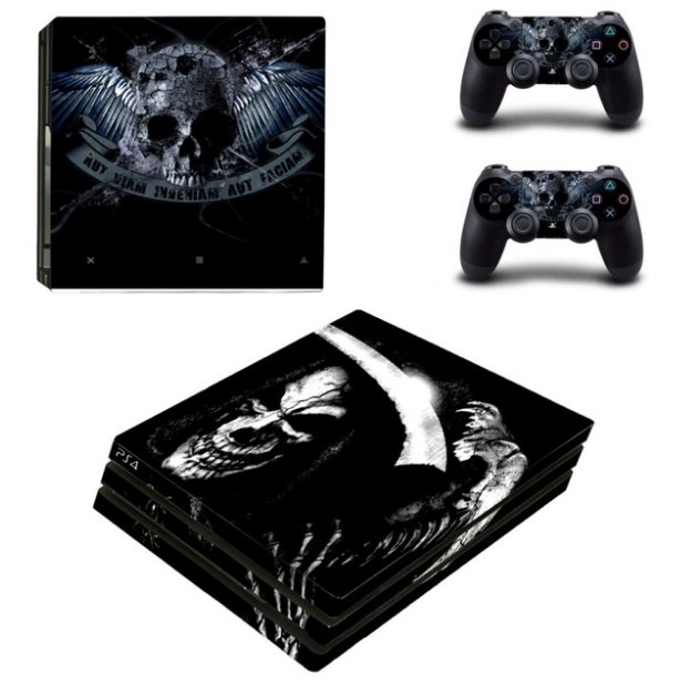 PS4 Pro Skull Skin Vinyl Decal Controller Stickers for Sony PS4 Pro Console Full Body Cover Skins