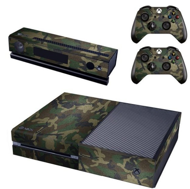 Custom Army Green PVC Protective Film Skins For XBox 1 Console Sticker & 2PCS Controller=Kinect
