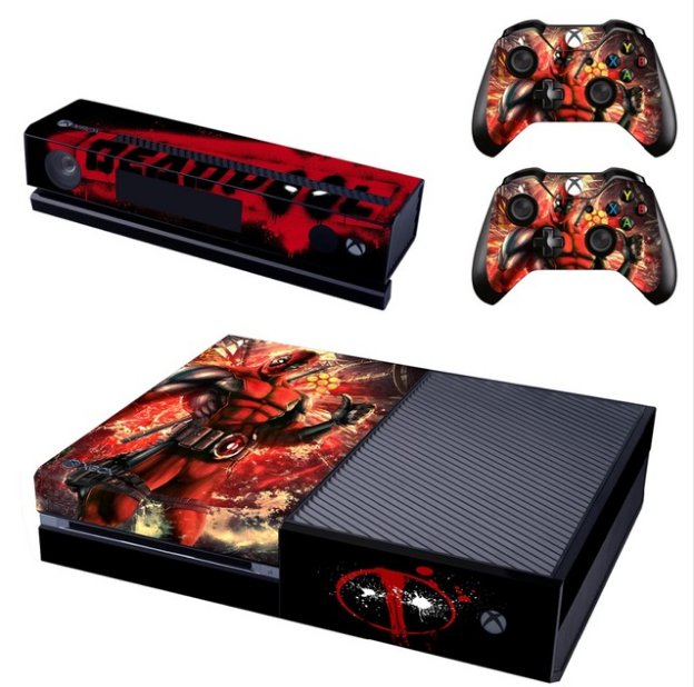 For Xbox One Vinyl Skin:Dead Pool New Design Console+Kinect Controller Skin Sticker For XBOX ONE