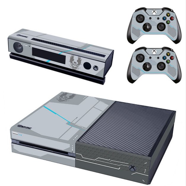 Gray Full Protective Skin Sticker Cover Decal for XBOX 1Console Kinect +2 controller skins