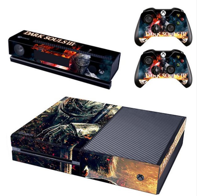 DARK SOULS III Full Protective Skin Sticker Cover Decal for XBOX 1 Console Kinect+2 controller skins