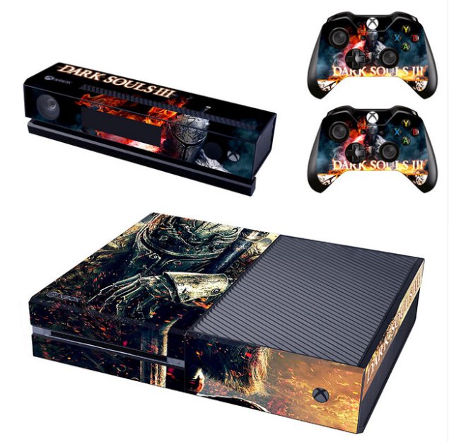Custom Vinyl Skin Cover Stickers Decal Dark Souls For Xbox 1 Console+Kinect+2 Controller Skin Cover