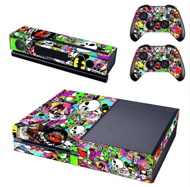 Designer Skin Sticker for the Xbox One Console With Two Wireless Controller Decals - Bomb