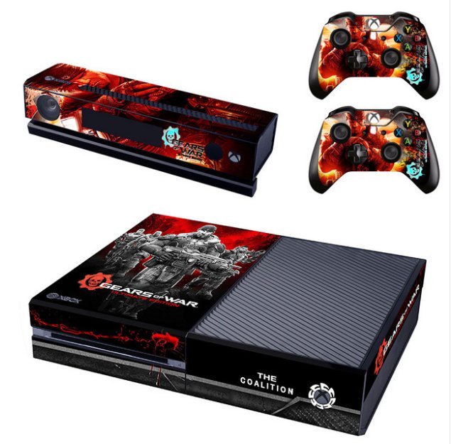 New For Xbox One Console & 2 Controllers Skin Stickers Gears of War Ultimate Edition