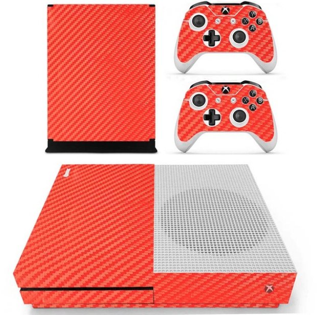 Red Carbon Fiber Controller Skins Console Sticker For XBox One Slim