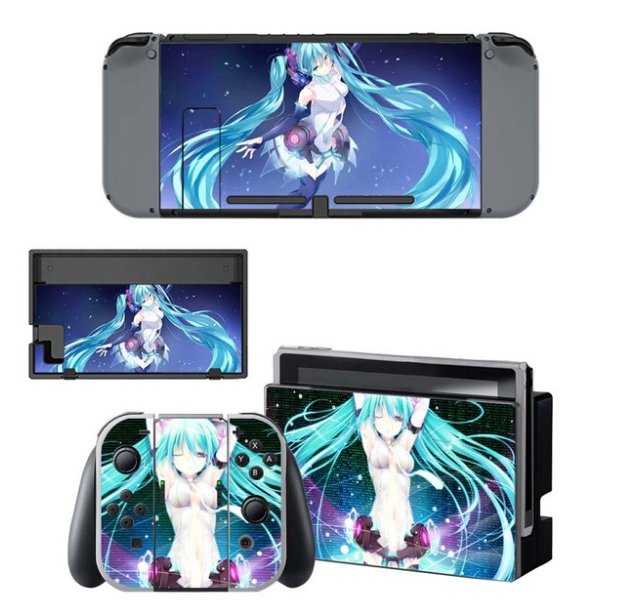 Nintend Switch Vinyl Skins Sticker for Nintendo Switch Console+Controller Skin Kit-Anime Gril Vinyl
