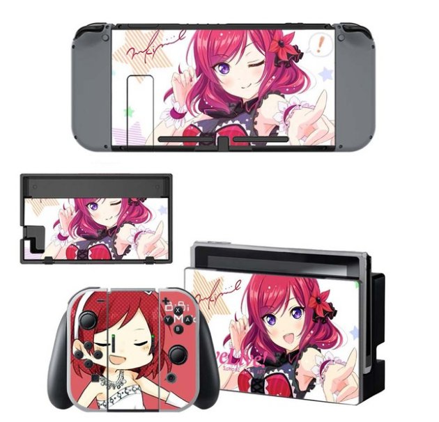 Nintend Switch Vinyl Skins Sticker for Nintendo Switch Console+Controller Skin Kit-Anime Gril Vinyl