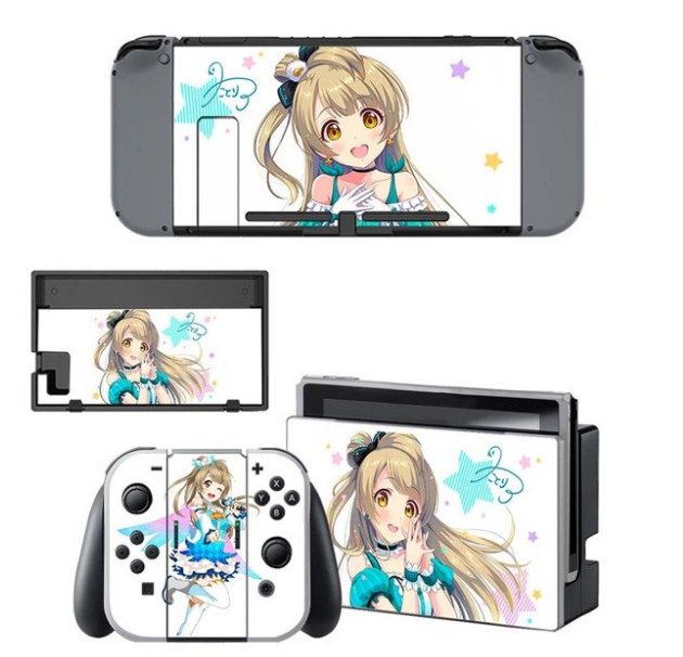 Nintend Switch Vinyl Skins Sticker for Nintendo Switch Console+Controller Skin Kit-Anime Gril Vinyl