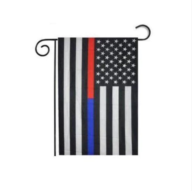 aerlxemrbrae 45x30cm Thin Blue Line garden Flag Police Cops Law Enforcement Polyester Banner