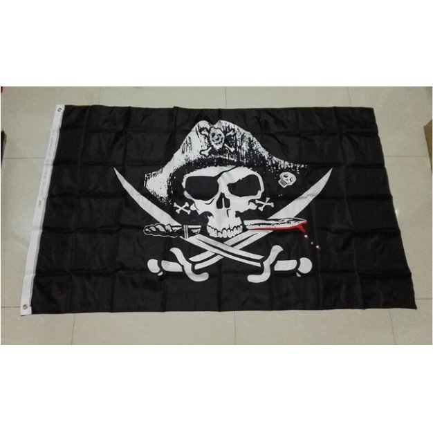 Pirate Flags Skull+Crossbones Jolly Roger Party Banner Hanging Grommets 5x3FT Advertising Flags