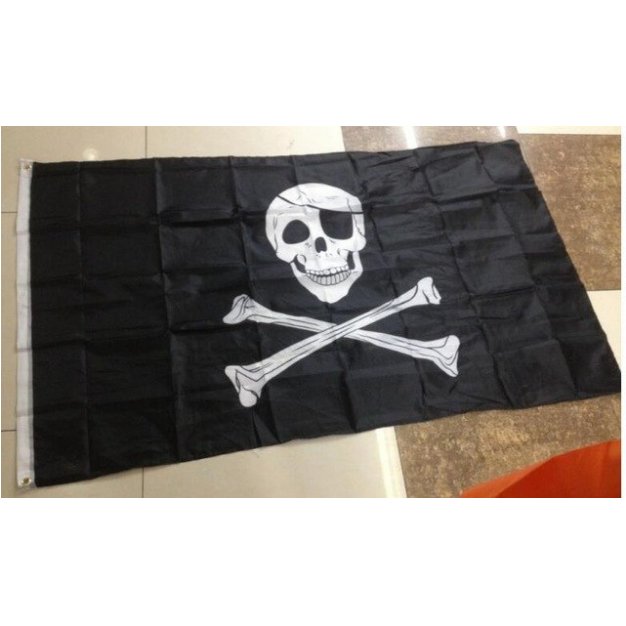 Pirate Flags Skull+Crossbones Jolly Roger Party Banner Hanging Grommets 5x3FT Advertising Flags