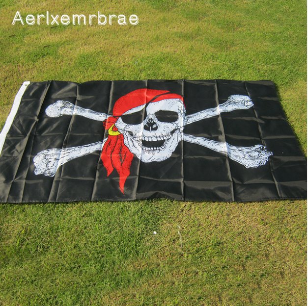 aerlxemrbrae flag Huge Skull+Cross Crossbones Jolly Roger Pirate Flags Holloween KTV