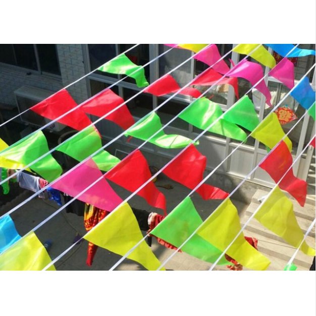 Free Shipping 50meters Handmade Fabric Bunting triangle Flags+banners Wedding