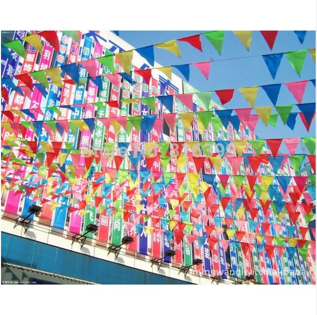 Free Shipping 70 meters handmade Fabric Bunting Triangle flags wedding decoration supplies