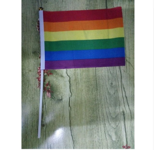 100Pcs 14*21Cm A plastic Stick Rainbow Hand+Car+American flag Lesbian Gay Pride Competition Products