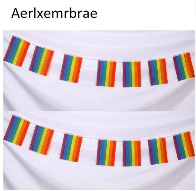 Free Shipping 5.5M 20pcs/set 14x21cm Rainbow string flag Polyester standard Flag Gay Pride Peace