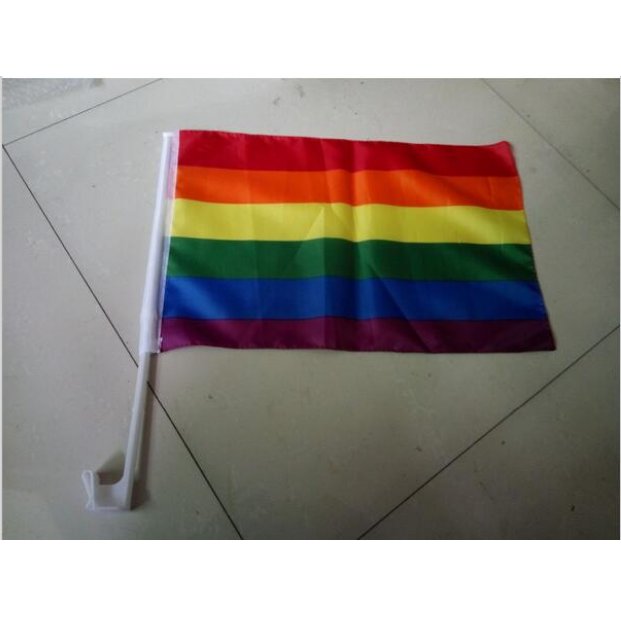 2Pcs 30*45Cm A plastic Stick Rainbow Hand+Car+American flag Lesbian Gay Pride Competition Products