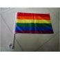 100Pcs 30*45Cm A plastic Stick Rainbow Hand flag/ Car Flags/American flag Lesbian Gay Pride