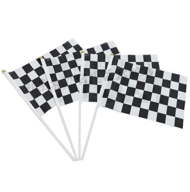 100Pcs 14*21Cm A plastic Stick F1 racing flag checkered flag Cheerleading Competition Products