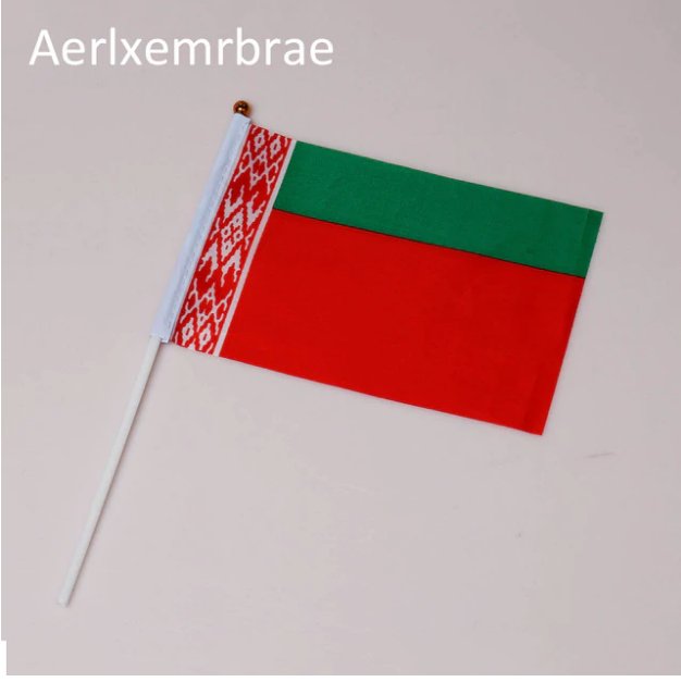free shipping 100Pcs 14*21Cm A plastic Stick belarus hand flag Banner Hand waving Flag National