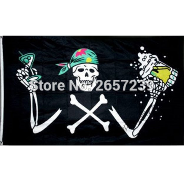 PIRATE with BEER Flag 3x5FT banner 100D 150X90CM Polyester brass grommets custom66, Free Shipping