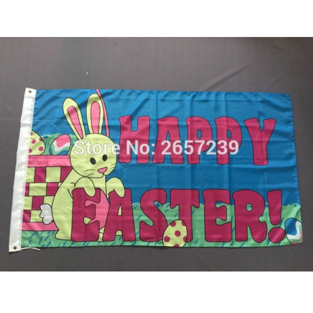Happy Easter Flag 3x5FT banner 100D 150X90CM Polyester brass grommets custom66, Free Shipping