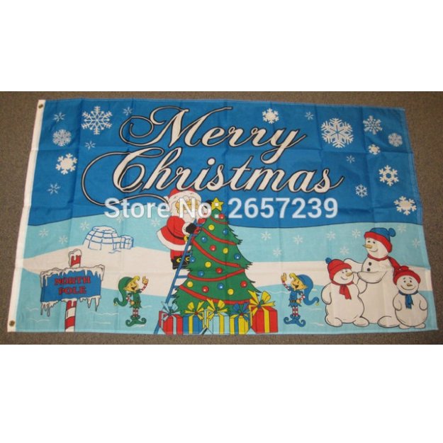 North Pole Merry Christmas Flag 3x5FT banner 100D 150X90CM Polyester brass grommets custom66