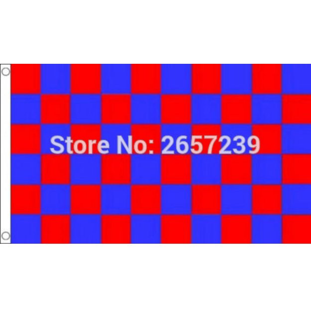 Red and Royal Blue Check Flag Checkered Banner 3x5FT 100D Polyester brass grommets custom