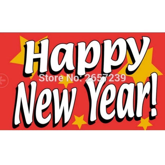 Happy New Year Flag 3x5FT banner 100D 150X90CM Polyester brass grommets custom66,free shipping