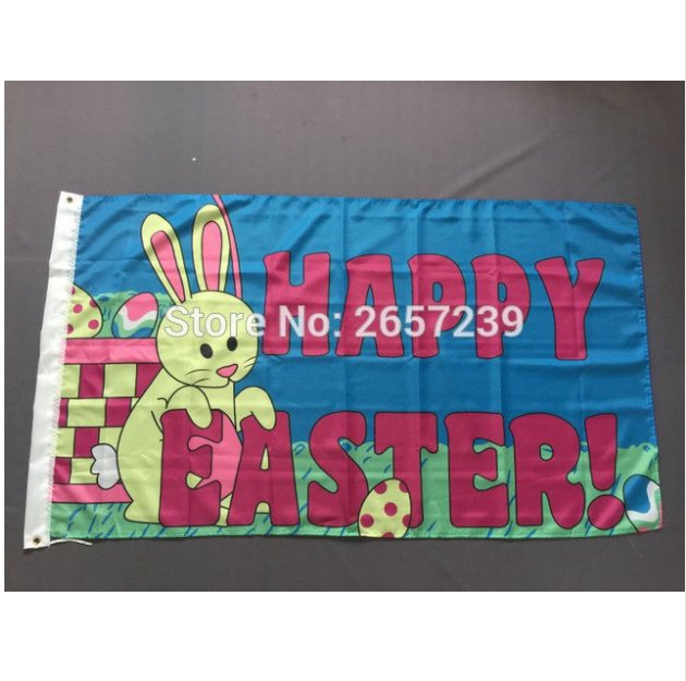 Happy Easter Flag 3x5FT banner 100D 150X90CM Polyester brass grommets custom66, Free Shipping