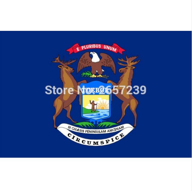 Michigan State Flag 3x5FT banner 100D 150X90CM Polyester brass grommets custom66, Free Shipping