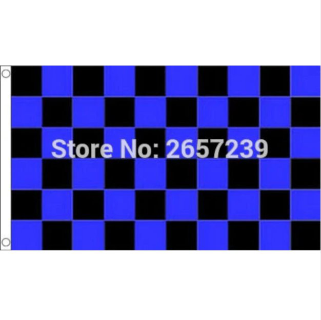 Black and Royal Blue Check Flag Checkered Banner 3x5FT 100D Polyester brass grommets custom