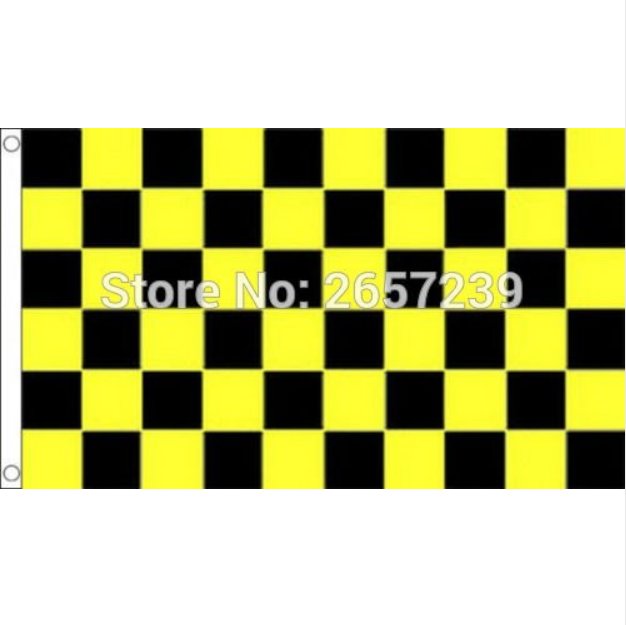 Black and Yellow Check Flag Checkered Banner 3x5FT 100D Polyester brass grommets custom
