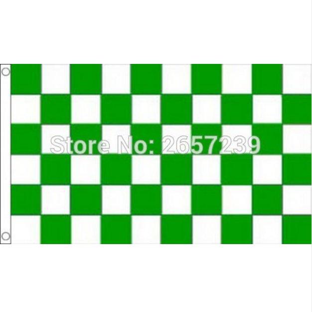 Green and White Check Flag Checkered Banner 3x5FT 100D Polyester brass grommets custom