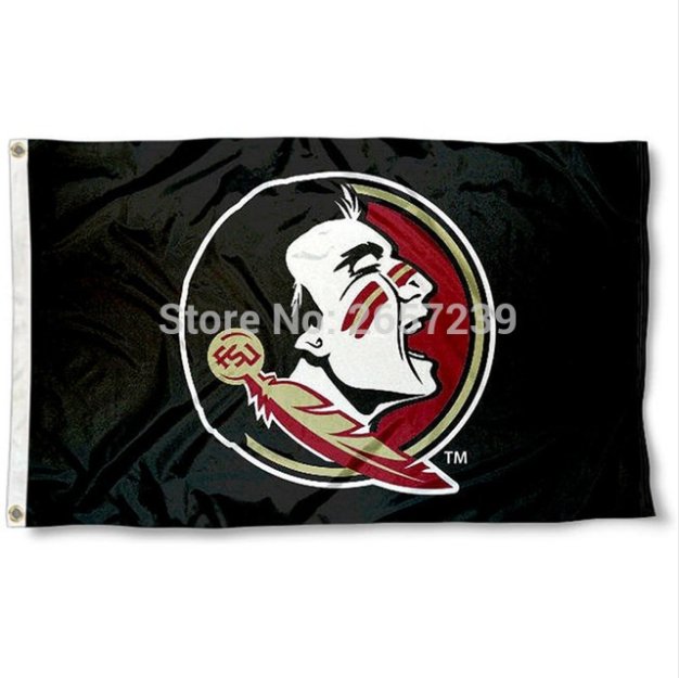 NCAA Florida State Seminoles Black Logo flag 3x5ft 100D Polyester brass grommets custom,FreeShipping