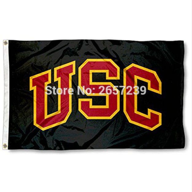 USC Trojans Black Flag 3x5FT NCAA banner 100D Polyester brass grommets custom flag, Free Shipping