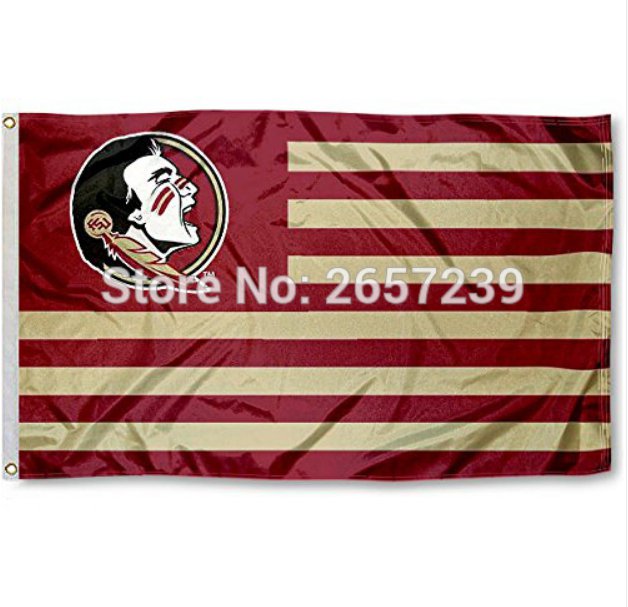 FSU Seminoles Florida State+Stripes Flag3x5FT NCAA banner 100D Polyester brass grommets custom66
